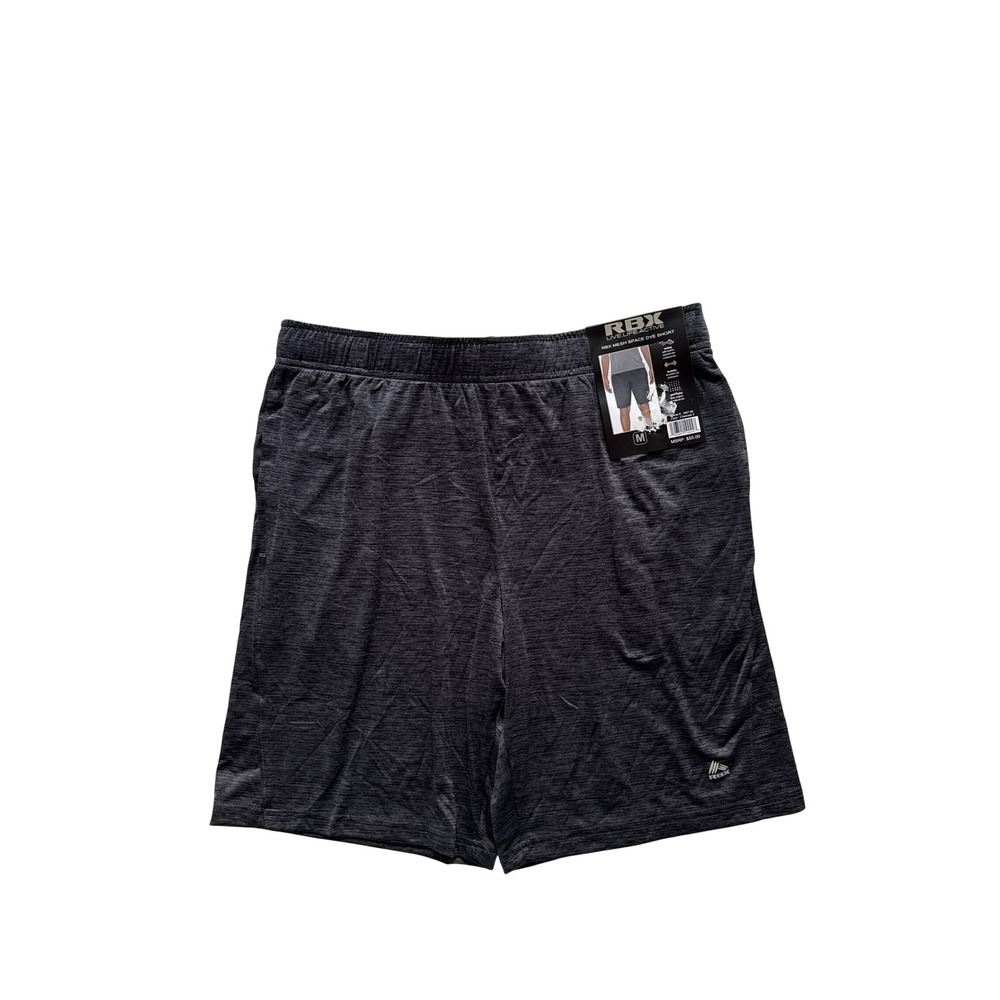 RBX Active Mens Mesh Space Dye Shorts Charcoal Heather Grey Gym Training Size M